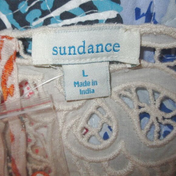 Sundance Eyelet Crochet Tunic Top Size L Cotton Sleeveless Keyhole Flowy Boho - Picture 4 of 10